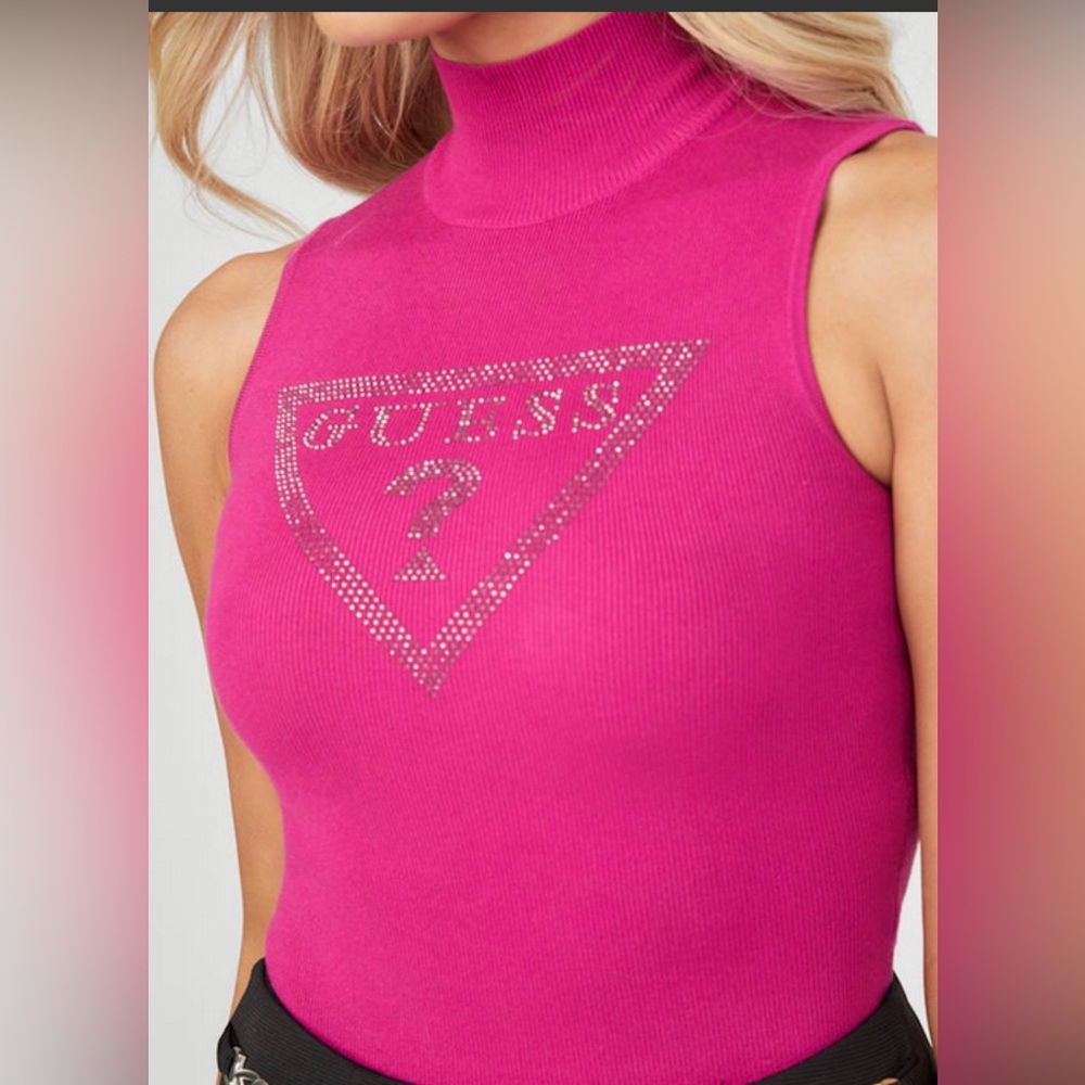 NWT GUESS Ebony Sweater Tank Women’s Size S Color Pink new - Picture 2 of 7